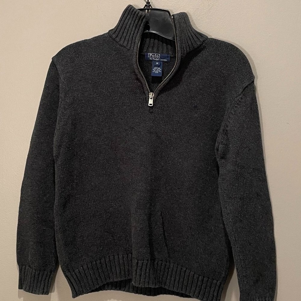 Polo Ralph Lauren Womens 1/4 Zip Pullover sweater Gray sz Med  Like new.  Nice